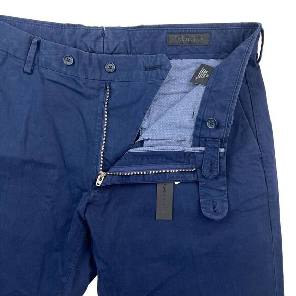 New Dylan Gray Men US 34 Navy Blue Chinos Pants Classic Straight Leg Cotton - Picture 9 of 12